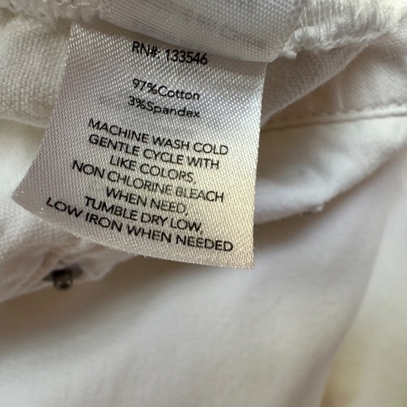 Ecru Cotton Blend White Pants Womens Sz 6 Buttons Ankle Straight Leg - Picture 12 of 12